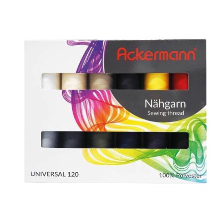 ACKERMANN UNIVERSAL 120 sewing thread set colour mix 12x 1000m