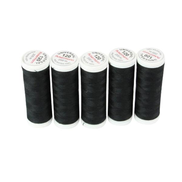 ACKERMANN UNIVERSAL 120 sewing thread pack black 5x 200m