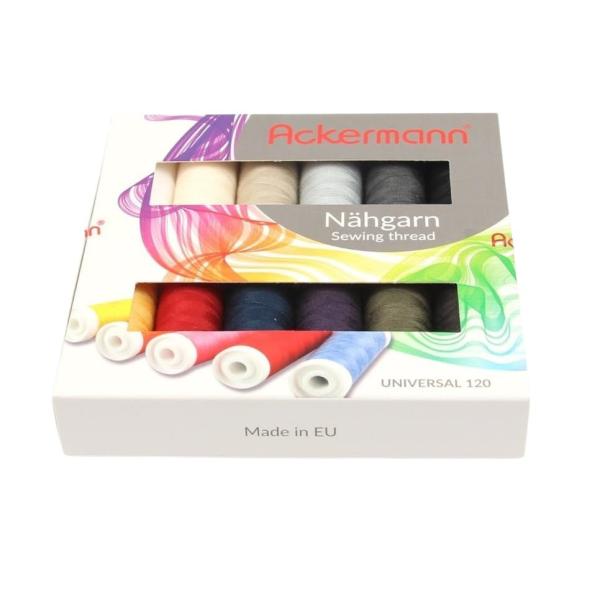 ACKERMANN UNIVERSAL 120 sewing thread set colour mix 12x 200m